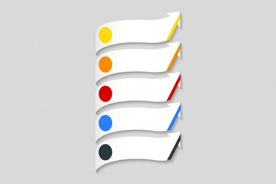 Clean infographic template with five steps in a vertical layout on a neutral background