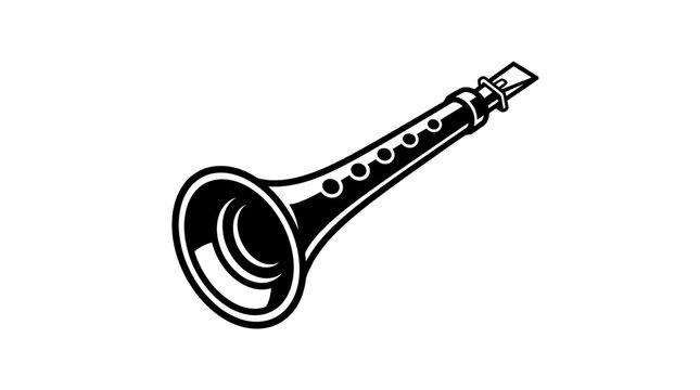 Traditional woodwind reed musical instrument icon illustration.