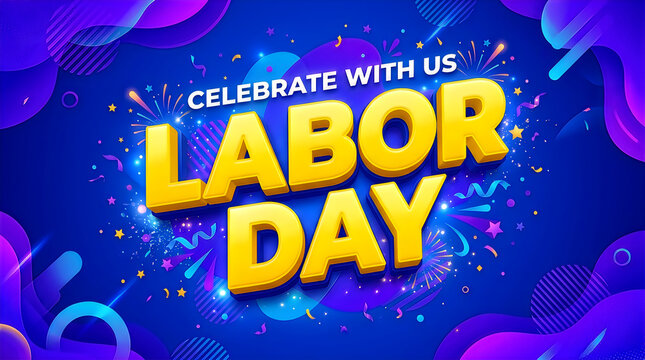 Celebrate labor day with us festive background graphic design social media
