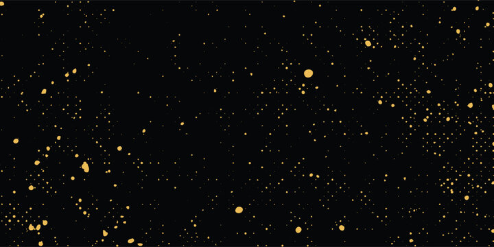 Gold glitter texture on a black background. Holiday background. Golden explosion of confetti. Golden grainy abstract  texture on a black  background. Design element. Vector illustration,eps 10.
