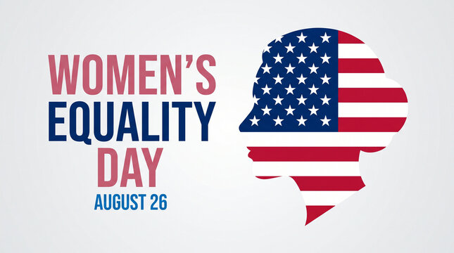 Woman silhouette filled with the American flag honors the spirit of Women's Equality Day annual.