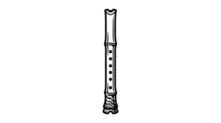 Simple vertical wooden flute musical icon. © Heris