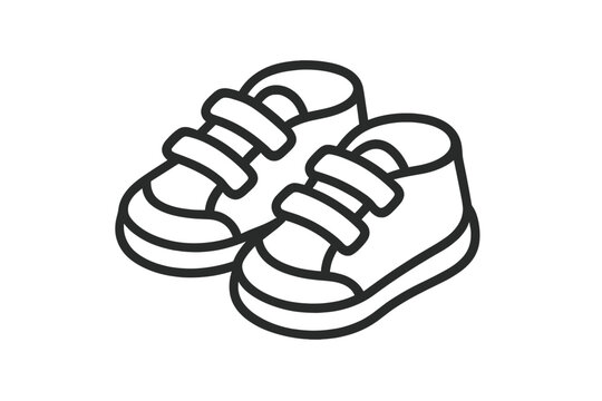 Pair of simple outline baby shoes with hook-and-loop fasteners for toddlers and infants