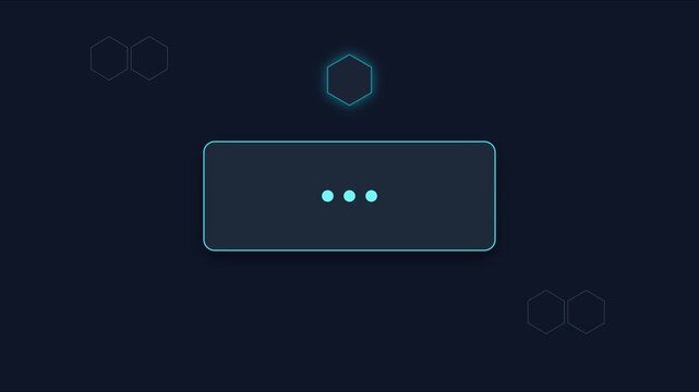 Minimalist digital interface with pulsing hexagon and loading ellipsis animation for modern tech ui 4k