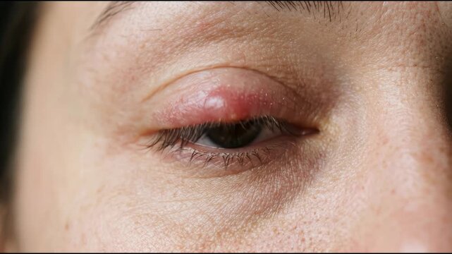 Eye Stye Hordeolum Affecting Womans Eyelid Causing Inflammation and Discomfort an Ocular Condition Demonstrating the Need for Medical Attention