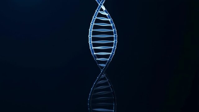 DNA double helix structure rotating. Scientific animation of genetic code and biology.