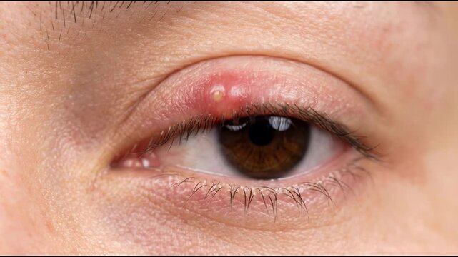 Eye Stye Close Up on an Eyelid Showing the Inflammation and Infection Emphasizing the Need for Medical Attention and Care for Eye Health