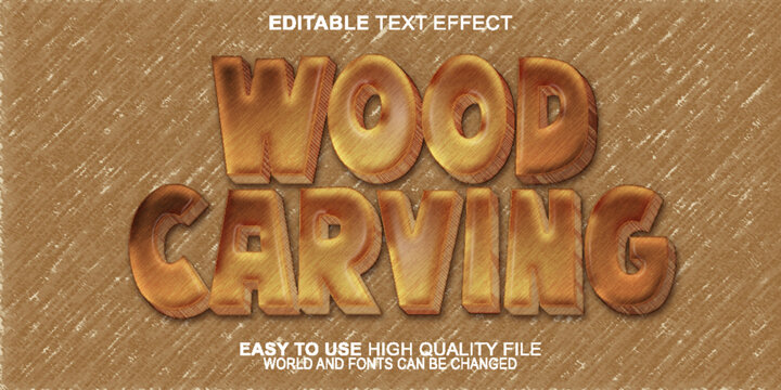 Woodcarving Wooden Sculpture Handcrafted Artisan Craft Vector Fully Editable Smart Object Text Effect