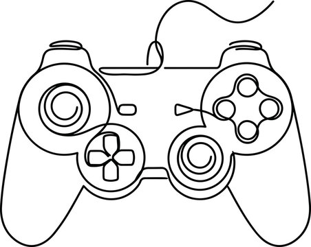 Continuous single line drawing of a game controller.