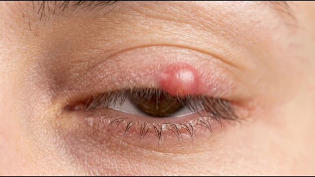 Eye Stye on Eyelid Showing Inflammation and Swelling Demonstrating an Ophthalmic Condition Affecting the Human Eye