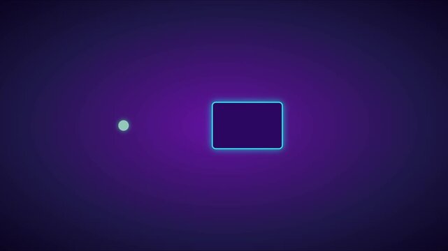 Minimalist neon glowing rectangle and pulsing dot abstract motion animation 4k background