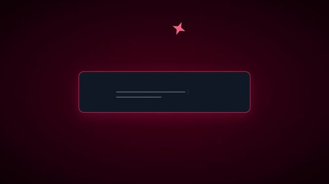 Minimalist neon glowing text box animation with pulsing star for modern ui and digital interface 4k
