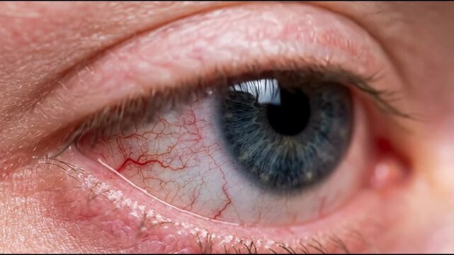 Conjunctivitis Inflamed Eye with Visible Red Blood Vessels and Irritated Surface Requiring Immediate Medical Attention
