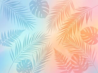 Fototapeta premium Soft Focus Tropical Leaf Silhouettes on Gradient with Pastel Colors palm