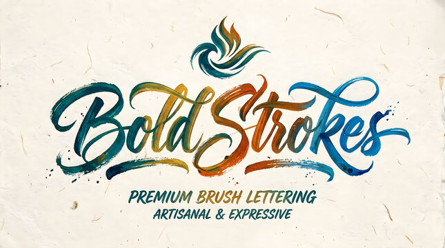 Colorful bold strokes lettering with artistic brush effect