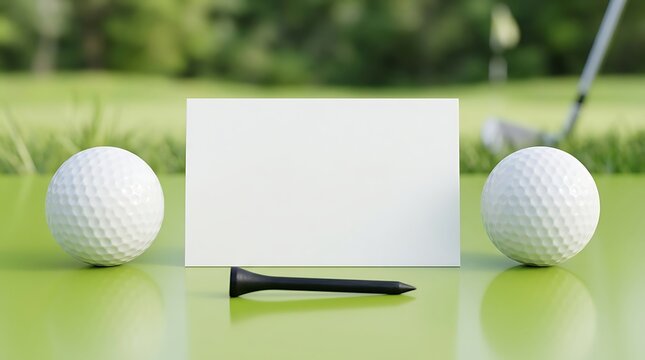 Golf balls and tee on green grass