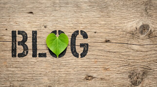Creative blog text with green heart letter