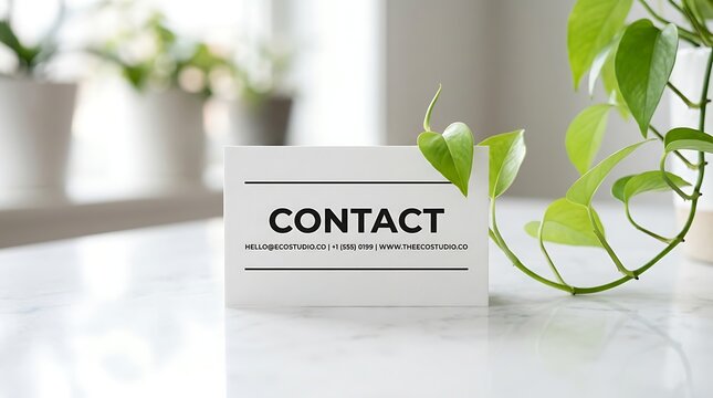 Minimalist contact section with green plant