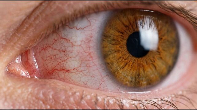 Conjunctivitis Infectious Eye Closeup Demonstrating Redness and Irritation for Health and Medical Presentations and Educational Content