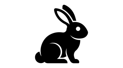 Black rabbit silhouette against a white background a simple animal silhouette © shamim