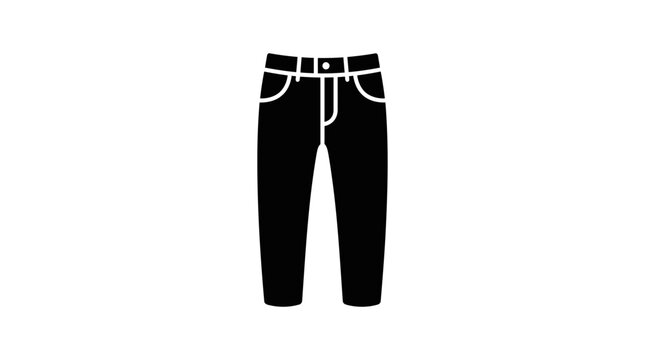 Black silhouette of denim jeans with pockets and waistband silhouette
