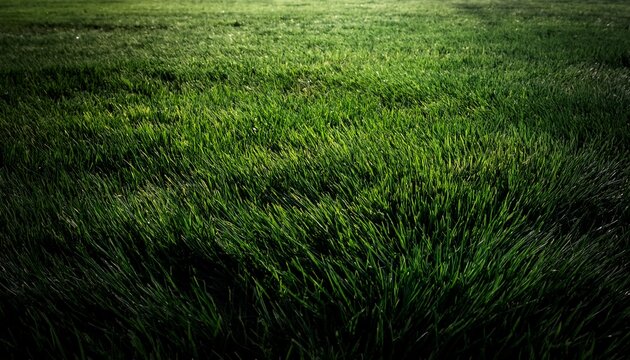 Dark Green Grass Field Texture With Subtle Lighting