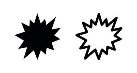 Explosion or starburst icon set. Bursting and impactful symbols in glyph and outline styles. © liubomir118809