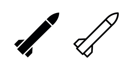Obraz premium Missile icon set. Rocket weapon military symbol for defense and conflict.