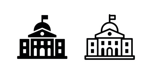 Government building icon with dome and flag, vector illustration © liubomir118809