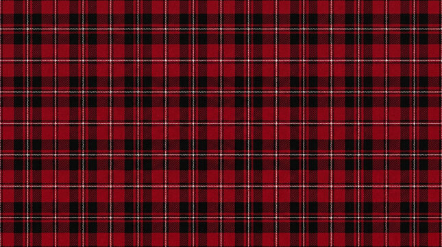 Traditional red and black tartan plaid fabric design