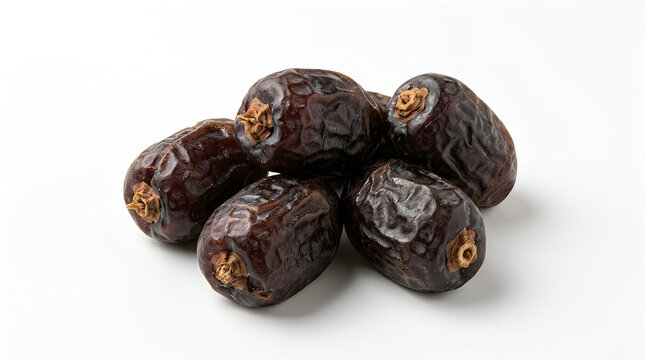 A small pile of fresh organic dark brown date fruits