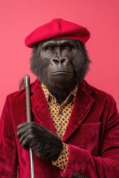 stylish gorilla dressed as a gentleman