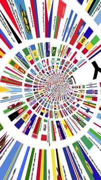 Global Liberty World Flags Tunnel Representing International Freedom vertical video