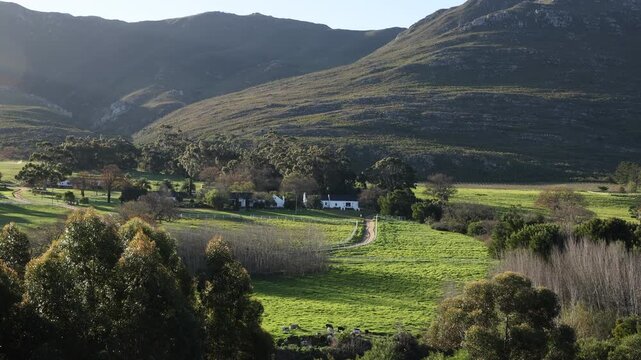 farm land at sunset, Klein mountains in background,  Stanford, South Africa