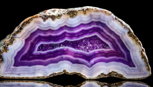 Purple Amethyst Geode Slice Mineral Specimen Rock Formation