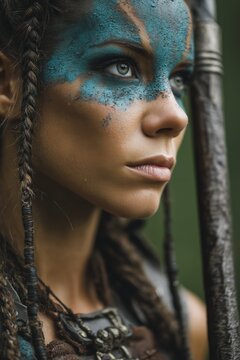 warrior woman with tribal face paint