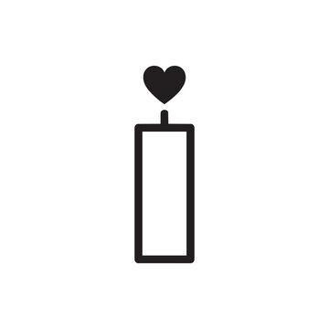 Minimalist candle icon with heart flame vector illustration