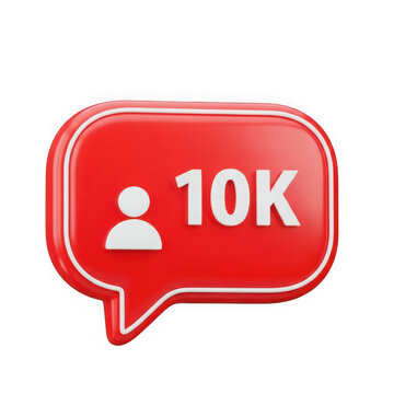 3d rendered social media icon with a red background and white text