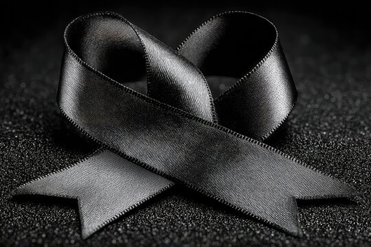 Simple black ribbon icon for remembrance