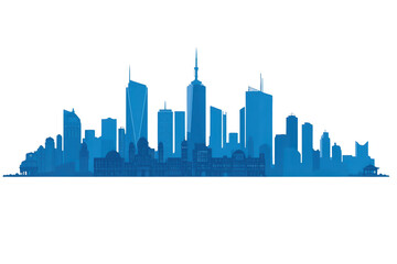 Fototapeta premium Abstract blue modern city skyline silhouette