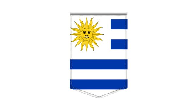 Oriental Republic of Uruguay national flag isolated on white background.