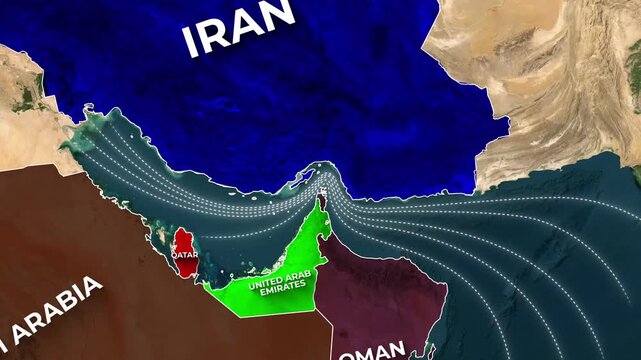 Animated Map Graphic Showing Shipping Lanes Through The Strait Of Hormuz
