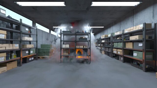 倉庫火災　3DCGレンダリング
