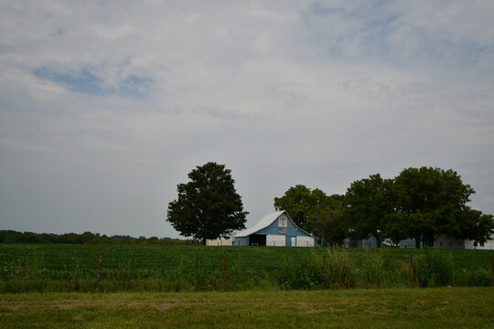 Barn in a Farm Field