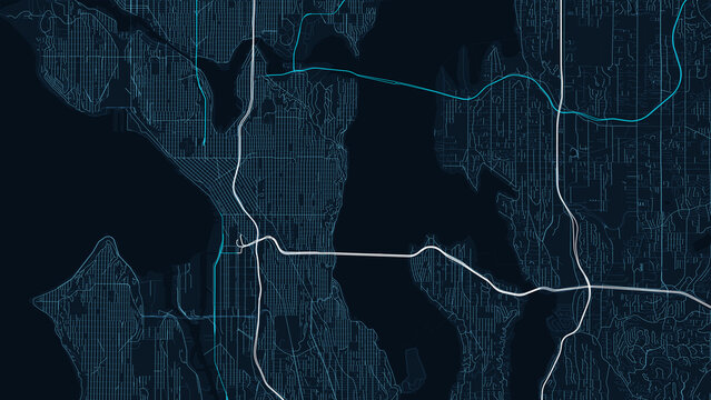 Seattle Washington City Street Map Blueprint Poster