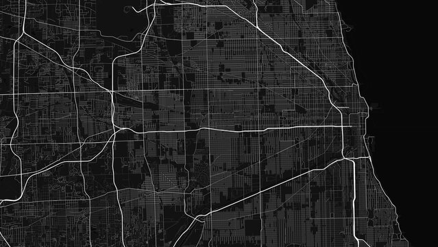 Chicago Illinois City Street Map Black and White Poster