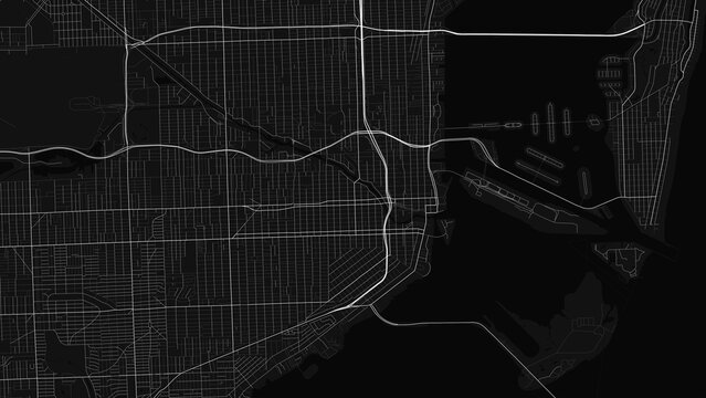Miami Florida City Street Map Black and White Poster