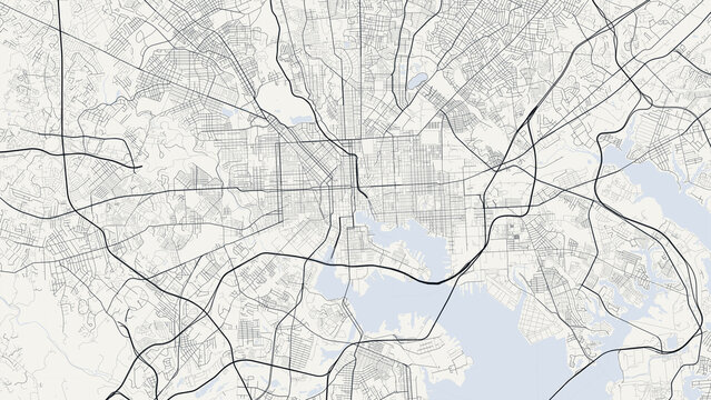 Baltimore Maryland City Street Map Cream Ivory Minimalist Poster