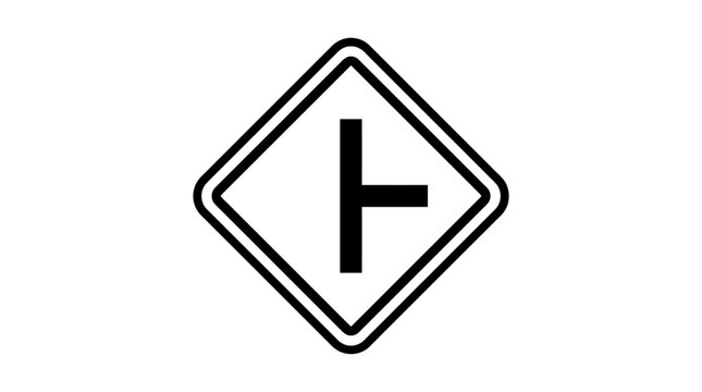 T-Junction Road Sign Vector Illustration