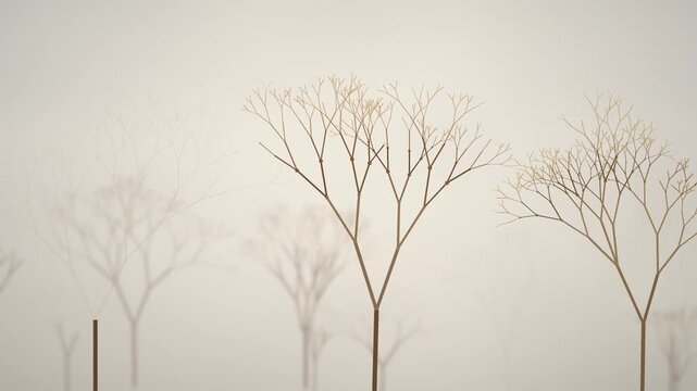 Fractal Tree Recursive Branching Growth Seamless Loop in vibrant bronze tones